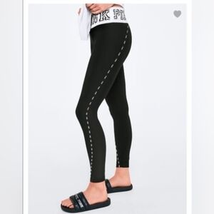 PINK VS | Black Yoga Pants with Pink Logo and Rhinestones